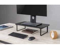 Laikiklis „Powerton“ monitoriaus stovas, lengvas surinkimas, vieta klaviatūrai, juoda, metalas / MDF, 20 kg keliamoji galia, „Powerton“, „Ergo“