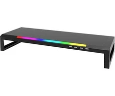 Laikiklis Marvo Monitoriaus stovas, DZ-01, 4x USB Hub 2.0, juodas, plastikinis, 20 kg keliamoji galia, vaivorykštinis apšvietimas