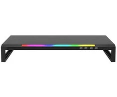 Laikiklis Marvo Monitoriaus stovas, DZ-01, 4x USB Hub 2.0, juodas, plastikinis, 20 kg keliamoji galia, vaivorykštinis apšvietimas