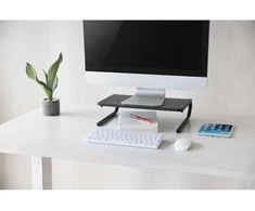 Laikiklis Powerton monitoriaus stovas, vieta klaviatūrai, juoda, metalas/plastikas, 20 kg keliamoji galia, Powerton, ergo