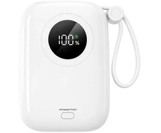 POWERTON ENERGY Baltas EDITION Powerbank 10000mAh, 2x USB-C, 22.5W, zintegrowane kable, balta