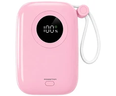 Powerton ENERGY PASTEL EDITION Powerbank 10000mAh, 2x USB-C, 22.5W, zintegrowane kable, rožinė
