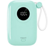 Powerton ENERGY PASTEL EDITION Powerbank 10000mAh, 2x USB-C, 22.5W, zintegrowane kable, miętowa