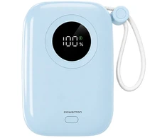 Powerton ENERGY PASTEL EDITION Powerbank 10000mAh, 2x USB-C, 22.5W, zintegrowane kable, mėlyna