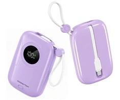 Powerton ENERGY PASTEL EDITION Powerbank 10000mAh, 2x USB-C, 22.5W, zintegrowane kable, violetinė