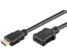 Neutralle HDMI M - HDMI F vaizdo kabelio prailginimas, HDMI 2.0 - Premium High Speed, 2m, paauksuotos jungtys, juodas, EOL