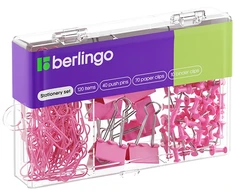 Rinkinys biurowy spinacze klipy pinezki rožinė, 1szt. Berlingo, 120 vnt w opakowaniu