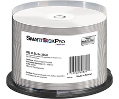 „Smartdisk BD-R“, baltos spalvos, spausdinimui rašaliniu būdu, 25 GB, velenas, 69835, 50 vnt. pakuotė, duomenų archyvavimui