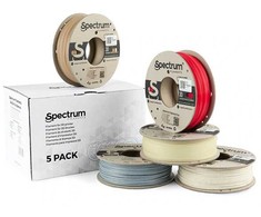 Spectrum Filament PLA specials 5x250g, mišinys, Stone Light, Stone Dark, Thermoactiv Raudona, Wood OAK, Glow Žalias