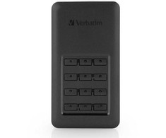 Kietasis diskas SSD išorinis Verbatim Store N Go Secure, 53402, 256 GB, juodas, šifruotas, su skaičių klaviatūra, USB-C jungtimi, 2,5", USB-C, R