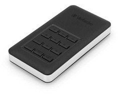 Kietasis diskas SSD išorinis Verbatim Store N Go Secure, 53402, 256 GB, juodas, šifruotas, su skaičių klaviatūra, USB-C jungtimi, 2,5", USB-C, R