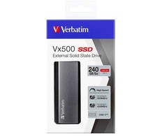 Kietasis diskas SSD Zewnętrzny Verbatim Vx500, 47442, 240GB, sidabrinė, 2.5", USB-C