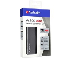 Kietasis diskas SSD Zewnętrzny Verbatim Vx500, 47442, 240GB, sidabrinė, 2.5", USB-C