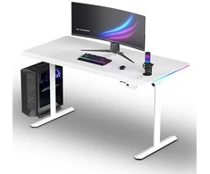 ULTRADESK Biurko dla gracza QUEST, 140x70cm, 72-120cm, balta-balta