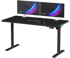 ULTRADESK Biurko dla gracza QUEST, 140x70cm, 72-120cm, juoda-juoda