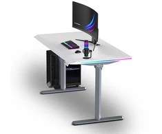 ULTRADESK Biurko dla gracza QUEST, 140x70cm, 72-120cm, szaro-balta