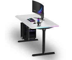 ULTRADESK Biurko dla gracza QUEST, 140x70cm, 72-120cm, juoda-balta