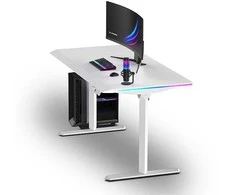 ULTRADESK Biurko dla gracza QUEST, 140x70cm, 72-120cm, balta-balta