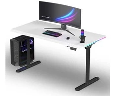 ULTRADESK Biurko dla gracza QUEST, 140x70cm, 72-120cm, juoda-balta