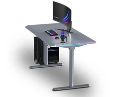 ULTRADESK Biurko dla gracza QUEST, 140x70cm, 72-120cm, pilka-pilka