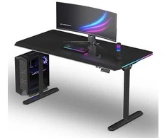 ULTRADESK Biurko dla gracza QUEST, 140x70cm, 72-120cm, juoda-juoda