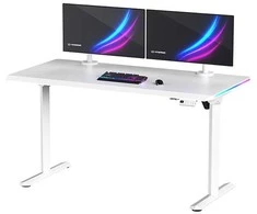 ULTRADESK Biurko dla gracza QUEST, 140x70cm, 72-120cm, balta-balta