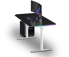ULTRADESK Biurko dla gracza QUEST, 140x70cm, 72-120cm, baltai-juodas