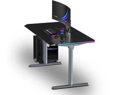 ULTRADESK Biurko dla gracza QUEST, 140x70cm, 72-120cm, szaro-juoda