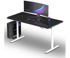 ULTRADESK Biurko dla gracza QUEST, 140x70cm, 72-120cm, baltai-juodas