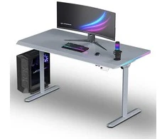 ULTRADESK Biurko dla gracza QUEST, 140x70cm, 72-120cm, pilka-pilka