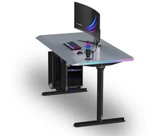 ULTRADESK Biurko dla gracza QUEST, 140x70cm, 72-120cm, juoda-pilka