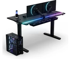 ULTRADESK Biurko dla gracza VORTEX, 140,5x70cm, 72-122cm, juoda