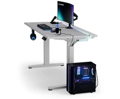 ULTRADESK Biurko dla gracza VORTEX, 140,5x70cm, 72-122cm, balta
