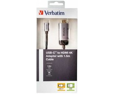 Port USB (3.1) šakotuvas 1 prievado, 49144, pilka, laido ilgis 1,5 m, Verbatim, USB C į HDMI adapteris