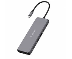 Port USB (3.2) šakotuvas, 13 prievadų, 32153, pilkas, laido ilgis 20 cm, „Verbatim“, 2x USB C, 6x USB A, 2x HDMI