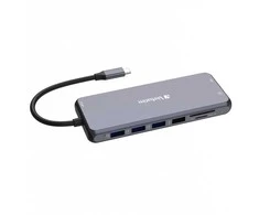 USB (3.2) hub 14-port, 32154, pilka, ilgis przewodu 15cm, Verbatim, 2x USB C, 5x USB A, 2x HDMI, czytnik SD/micro SD
