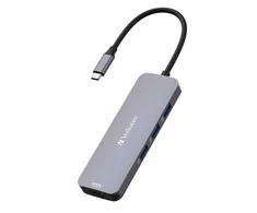Port USB (3.2) šakotuvas 8 prievadų, 32151, pilkas, laido ilgis 15 cm, Verbatim, 1x USB C, 3x USB A, 2x HDMI, 1x SD 3.0