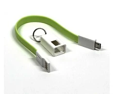 USB laidas (2.0), USB A M - microUSB (M), 0.2m, šviesiai žalias, raktų pakabukas, EOL