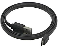 Neutralle USB laidas (2.0), USB A (M) apverčiamas - microUSB apverčiamas (M), 0,3m, plokščias, juoda, dvipusis