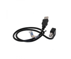 Lama Plus USB kabelis (2.0), USB A M - USB B (M), 2m, pod katem 90&deg;, juoda