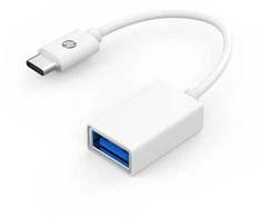 HP USB sumažinimas, (3.0), USB C (M) – USB A F, baltas, Hewlett-Packard DHC-TC105