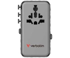 Verbatim kelioninis įkroviklis EU/UK/US GaN 1xUSB-C/1xUSB-A/2xUSB-C PD 70W juodos spalvos 30186