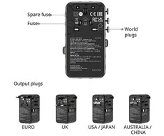 Verbatim kelioninis įkroviklis EU/UK/US GaN 1xUSB-C/1xUSB-A/2xUSB-C PD 70W mėlynos spalvos 30187