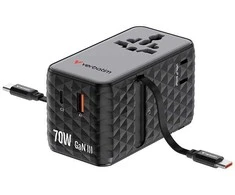 Verbatim kelioninis įkroviklis EU/UK/US GaN 1xUSB-C/1xUSB-A/2xUSB-C PD 70W juodos spalvos 30186
