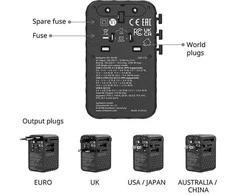 Verbatim Adapteris kelioninis EU/UK/US GaN 2xUSB-A/3xUSB-C PD 170W juodos spalvos 30190