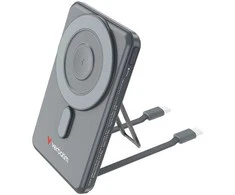 „Verbatim Charge ‘n’ Go 2C“ magnetinė belaidė išorinė baterija su stovu, 5000 mAh, 2 × USB-C, pilka