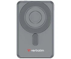 „Verbatim Charge ‘n’ Go 2C“ magnetinė belaidė išorinė baterija su stovu, 5000 mAh, 2 × USB-C, pilka