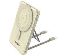 „Verbatim Charge ’n’ Go 2C“ magnetinis belaidis išorinis akumuliatorius su stovu, 5000 mAh, 2 × USB-C, auksinės spalvos
