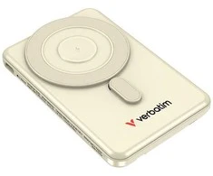 „Verbatim Charge ’n’ Go 2C“ magnetinis belaidis išorinis akumuliatorius su stovu, 5000 mAh, 2 × USB-C, auksinės spalvos