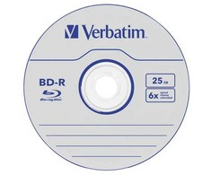 Verbatim BD-R, Datalife, 25GB, jewel box, 43836, 6x, 5-pack